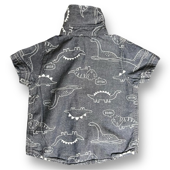 Carter's Baby 3 Month Old Dinosaur Blue Short Sleeved Button Up Shirt. - Picture 2 of 4